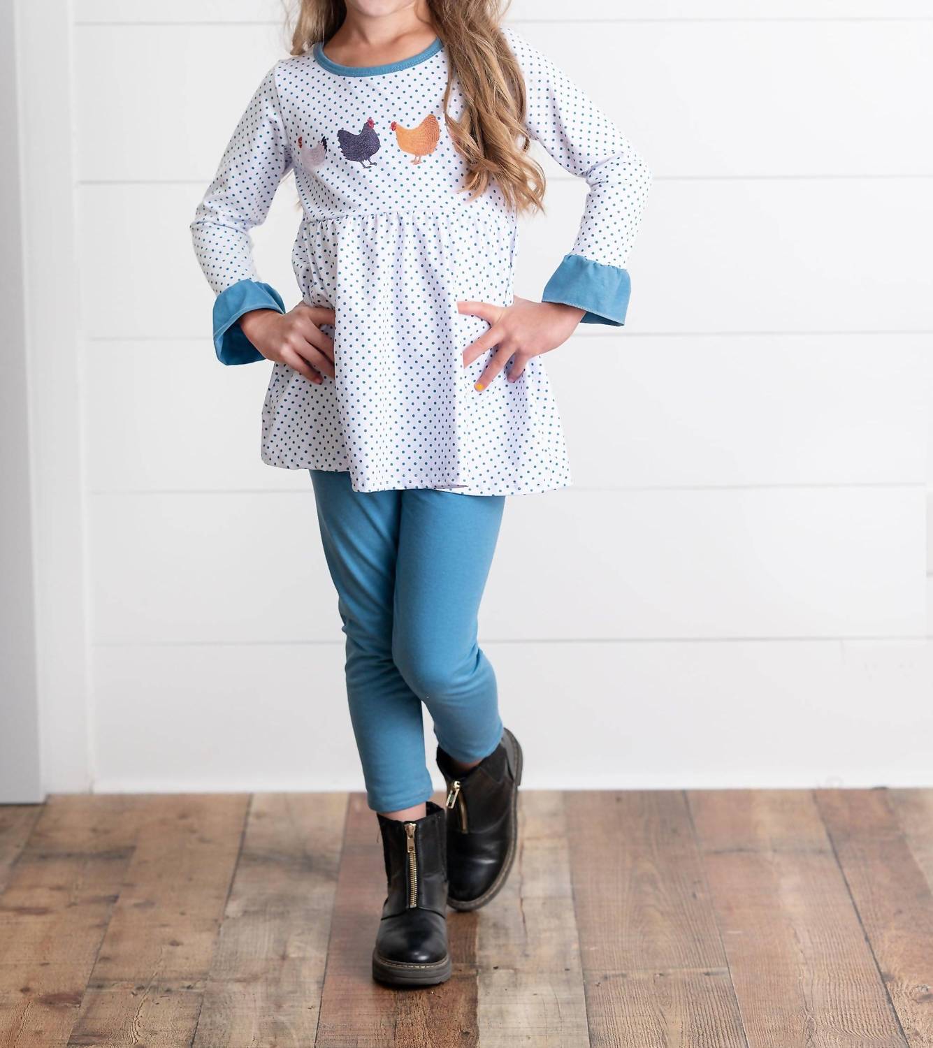 Girl's Polka Dot Chicken Pant Set