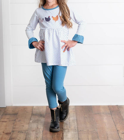 Girl's Polka Dot Chicken Pant Set