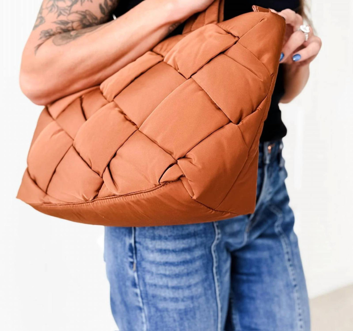 Women's Quilted Puffer Tote Bag