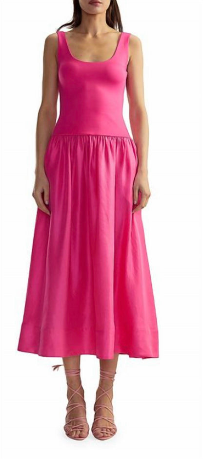 SILK LYCRA COMBO DROPWAIST DRESS