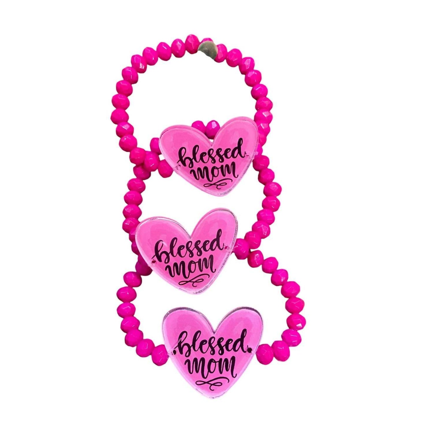 Jamie's Jems Design - Women's Blessed Mom Beaded Stretch Bracelet - Rack Hunt -