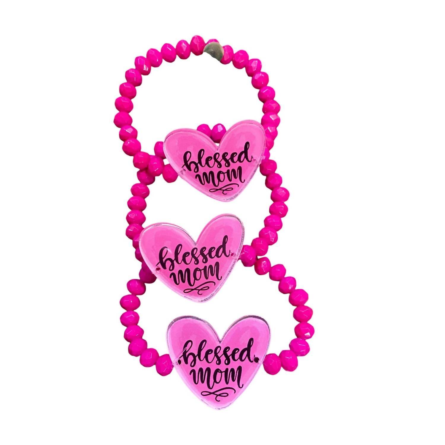 Jamie's Jems Design - Women's Blessed Mom Beaded Stretch Bracelet - Rack Hunt -