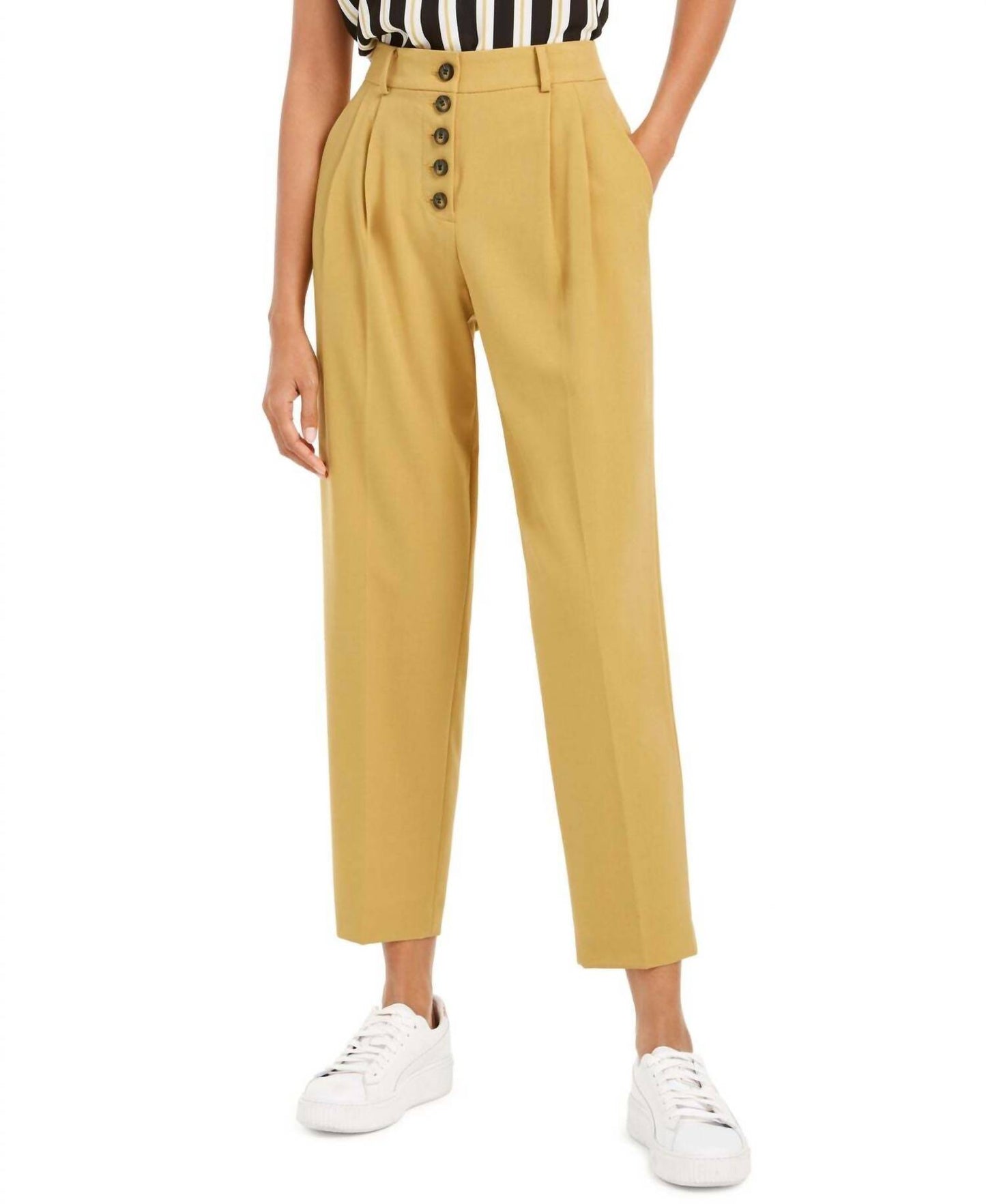 Women's Button Front Pleated Formal Pants