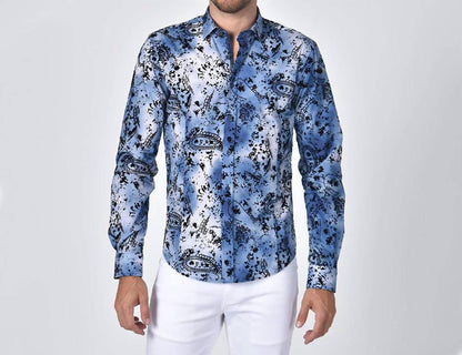 Fade Out Flocking Button Down Shirt
