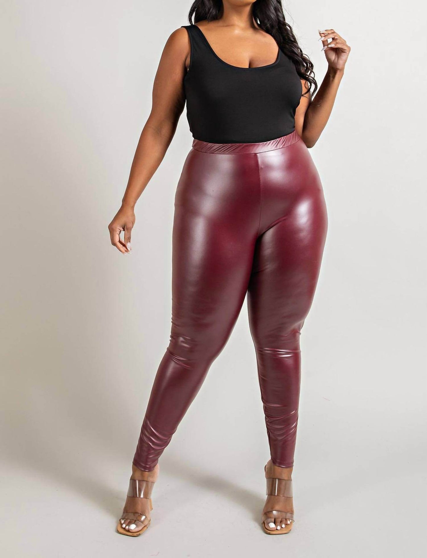 The Curve LA - Plus Size Faux Leather High Rise Leggings - Rack Hunt -