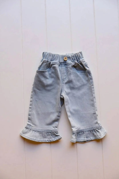 Axel & Rose - Girl's Denim Flare Ruffle Pants - Rack Hunt