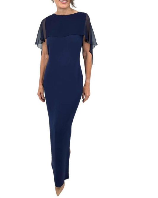 Silk Gown with Chiffon High Low Caplet