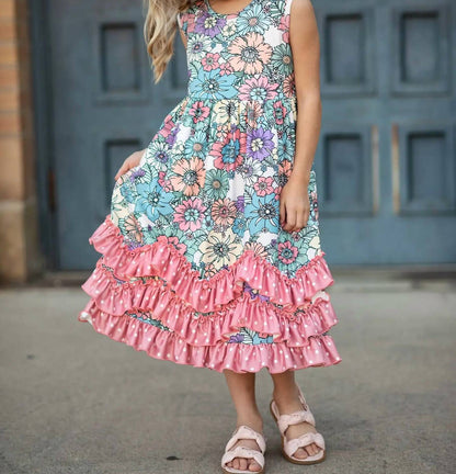Girls Floral Ruffle Dress
