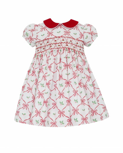 Girl's Alison Holiday Bow Print Dress