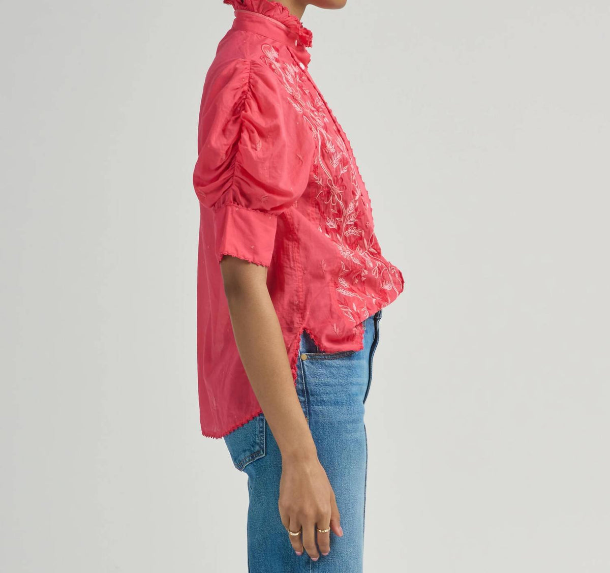 Vita Embroidered Short Sleeve Blouse