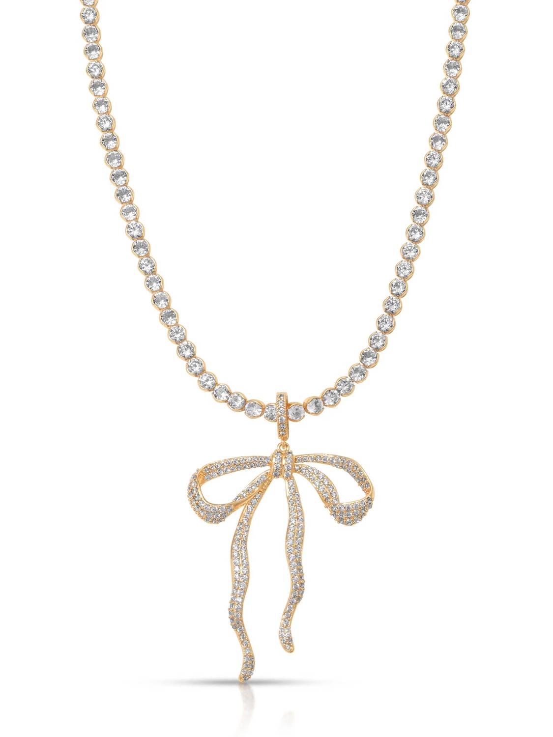 Women's Pave Bow Tennis Necklace