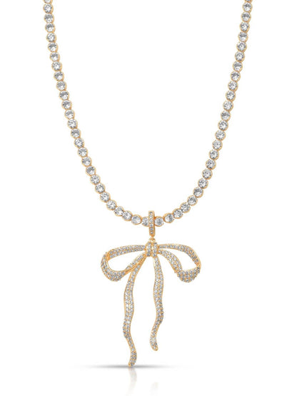 Women's Pave Bow Tennis Necklace