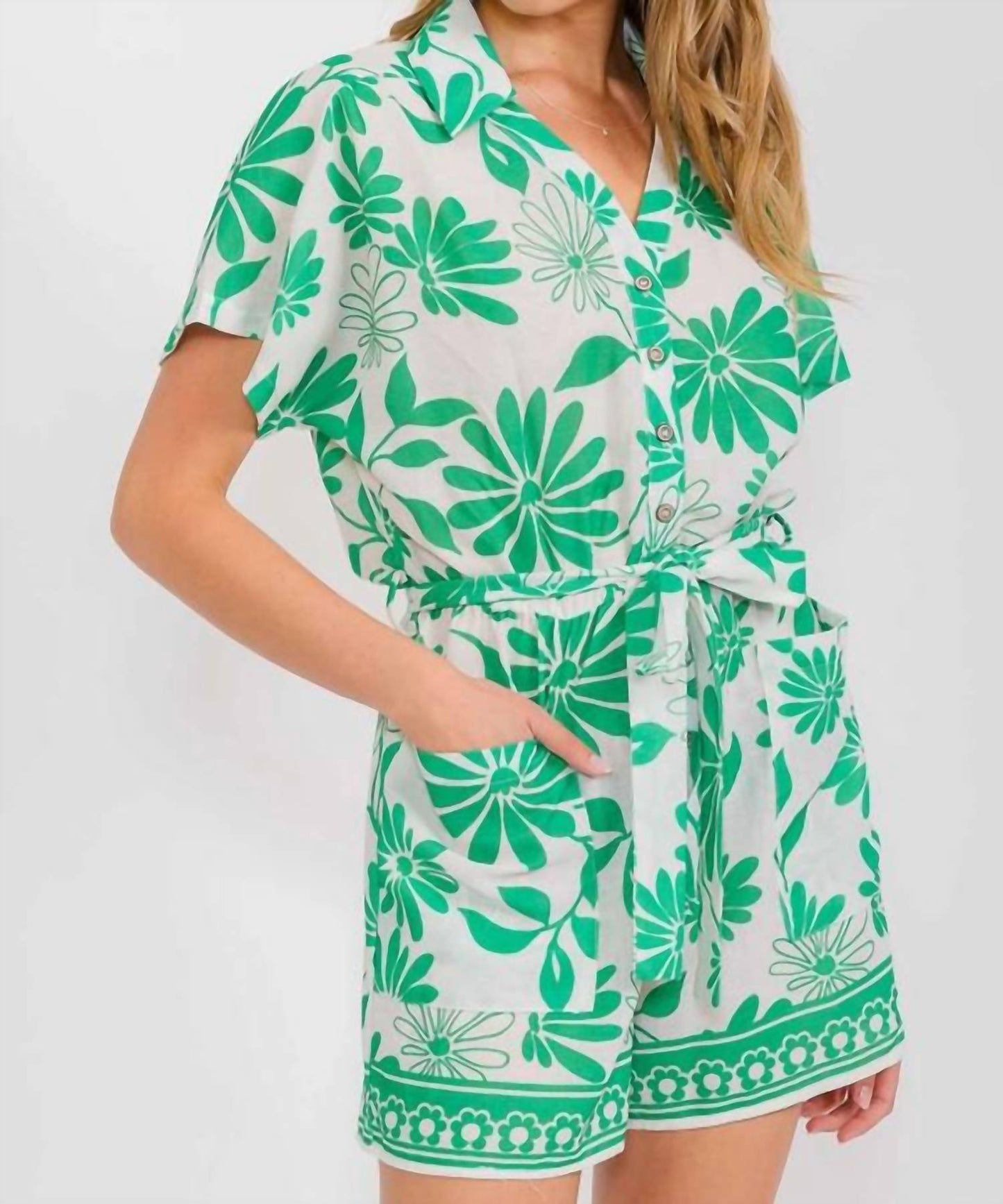 Floral Romper With Belt