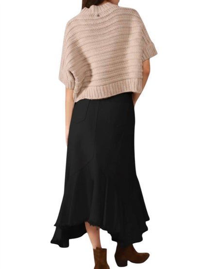 Sofia Frayed Hem Denim Ruffle Maxi Skirt