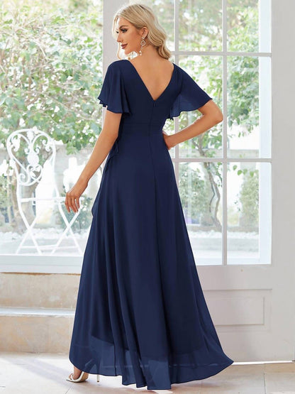chiffon dress with lotus leaf hemline