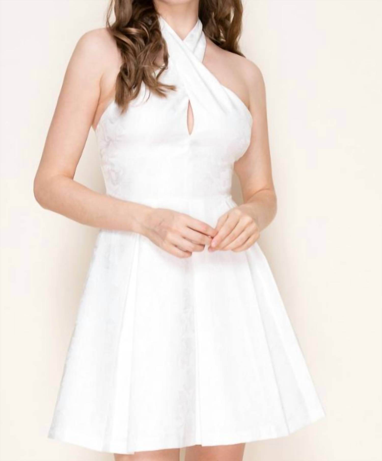 Bright - Cross Halter Jacquard Mini Dress - Rack Hunt -