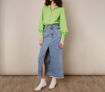 Assymetrical Denim Maxi Skirt