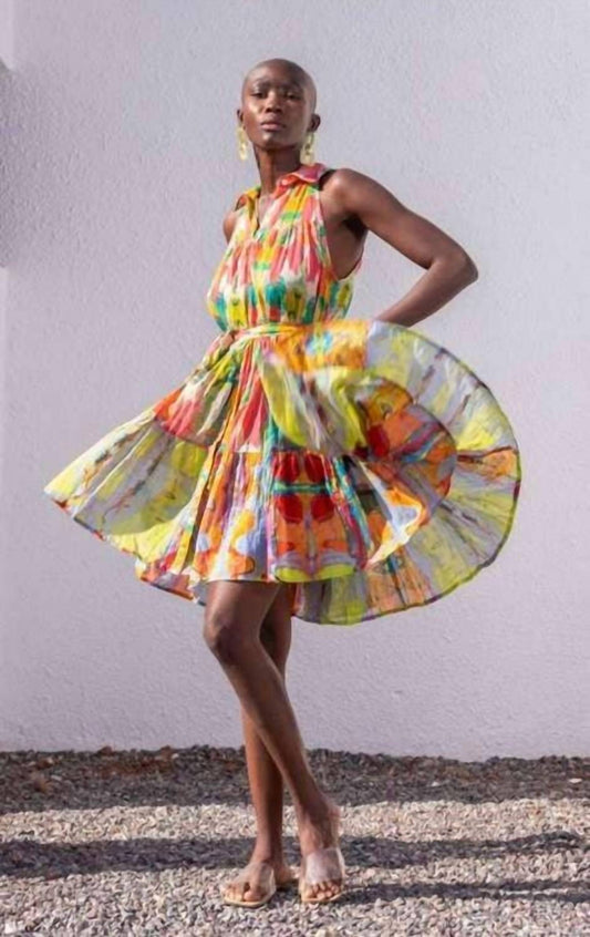 Watercolor Print Mini Dress