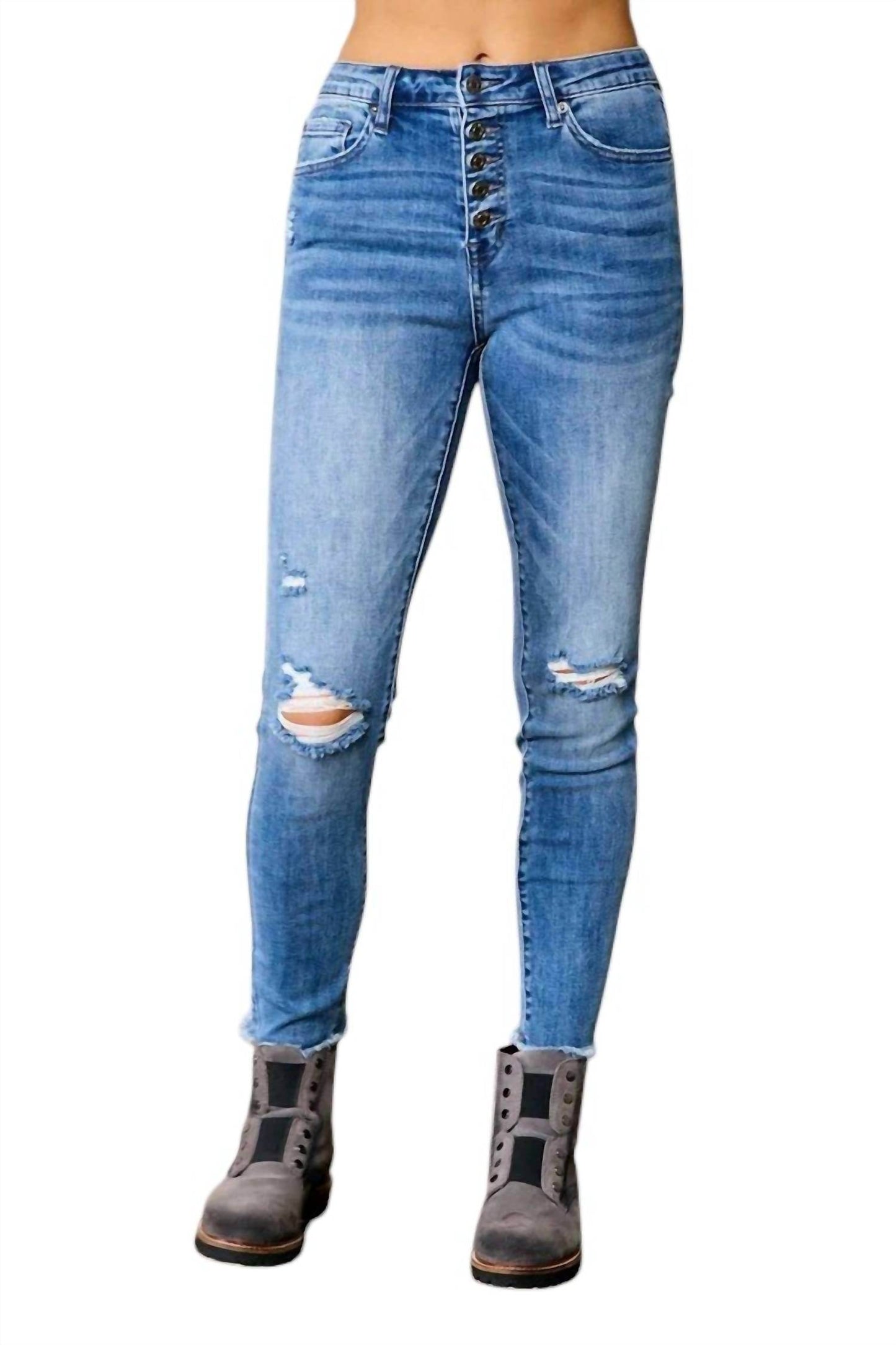 tNR - Button Front Skinny Jeans - Rack Hunt -