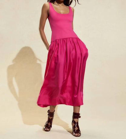 SILK LYCRA COMBO DROPWAIST DRESS