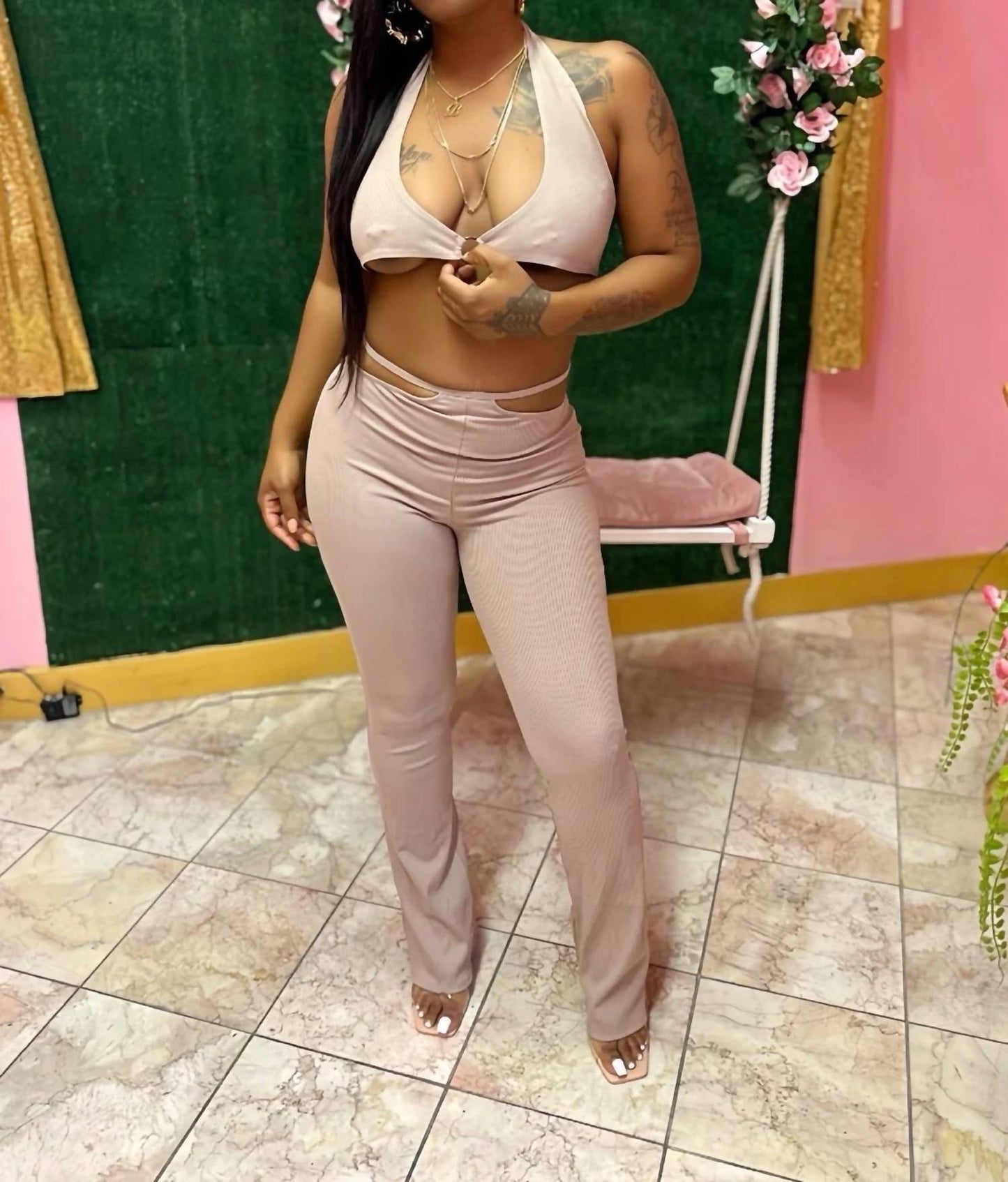 Dont Keep Me Waiting Crop Flare Pants Set