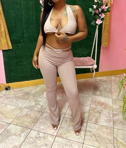 Dont Keep Me Waiting Crop Flare Pants Set
