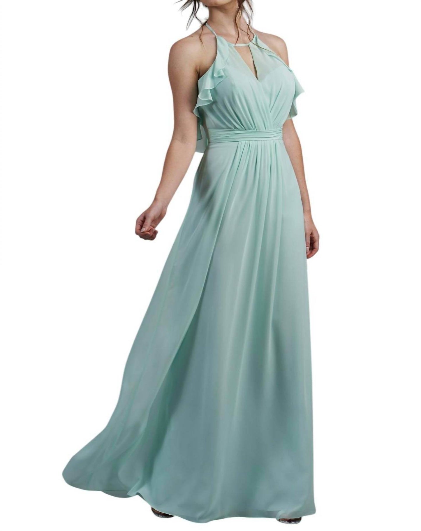 Jasmine Bridal - Poly Chiffon Long Bridesmaid Dress with Jewel Neckline - Rack Hunt