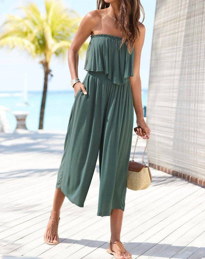 Flowy Strapless Culotte Jumpsuit