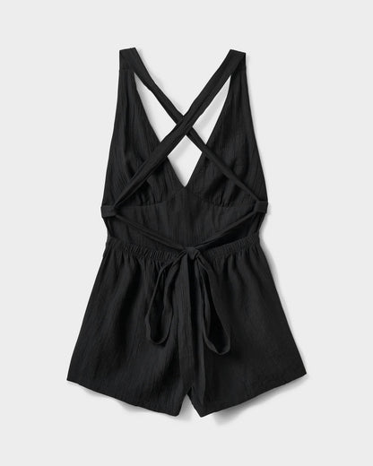 Tezza Solid Textured Tie Romper
