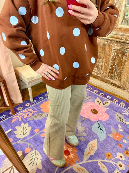 Good Day Polka Dot Reversible Mock Neck Sweatshirt