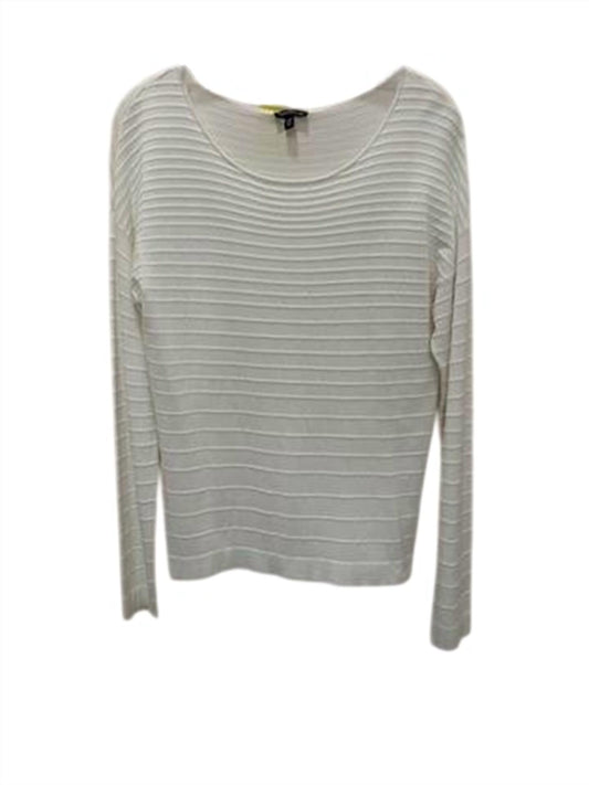 Women Crewneck Embossed Stripe Sweater