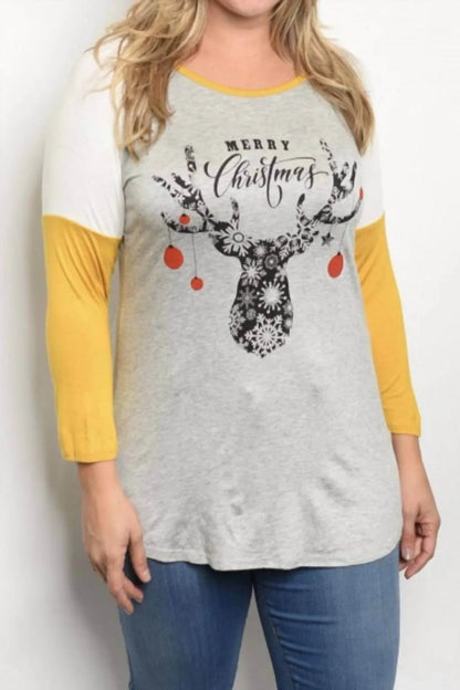 Color Bear - Women's Merry Christmas Deer Shirt - Rack Hunt