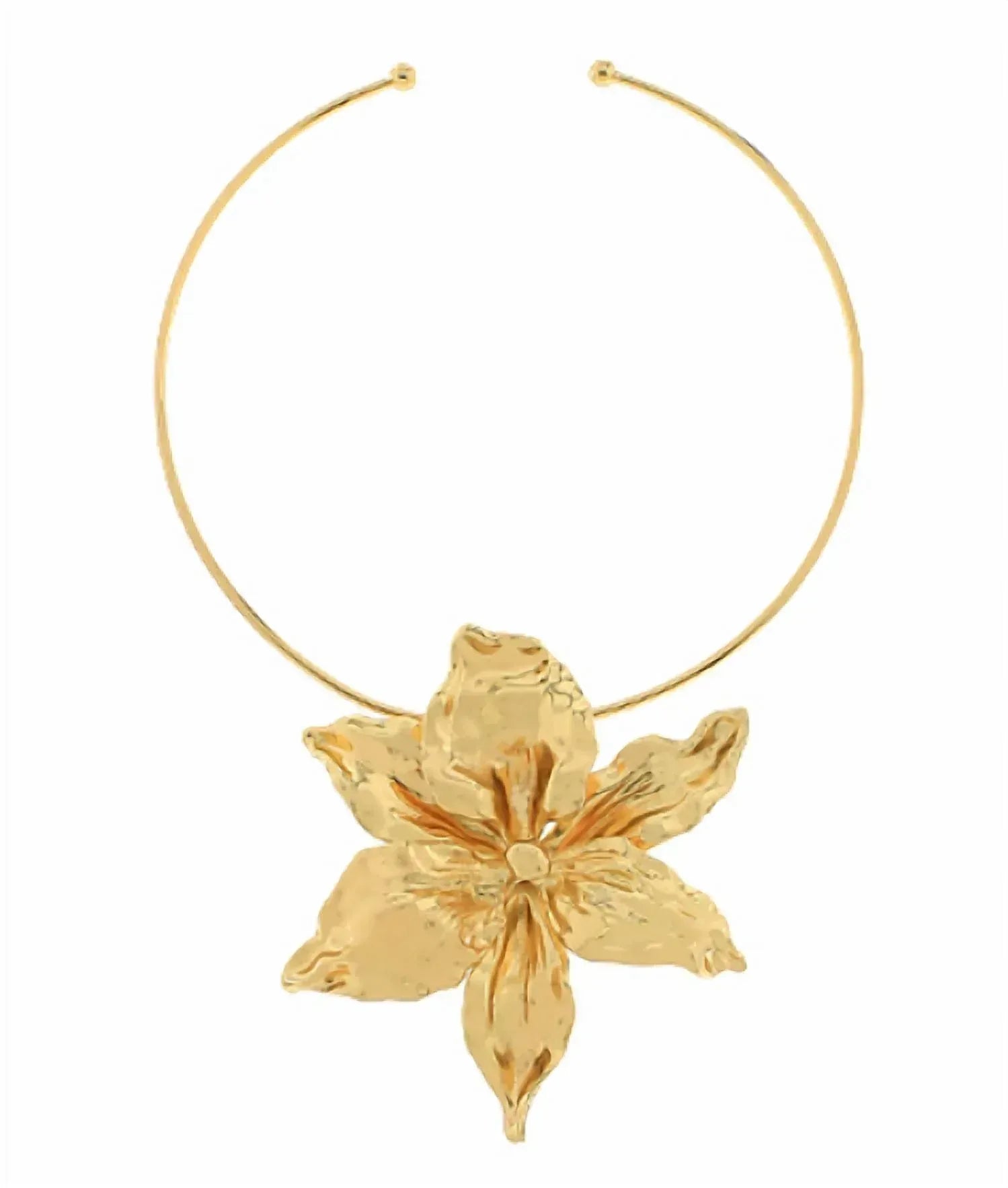 Golden Stella - Women's Textured Flower Wire Open Choker - Rack Hunt