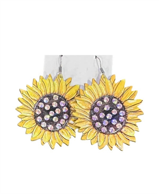 Women's Sunflower Rhinestone Earrings