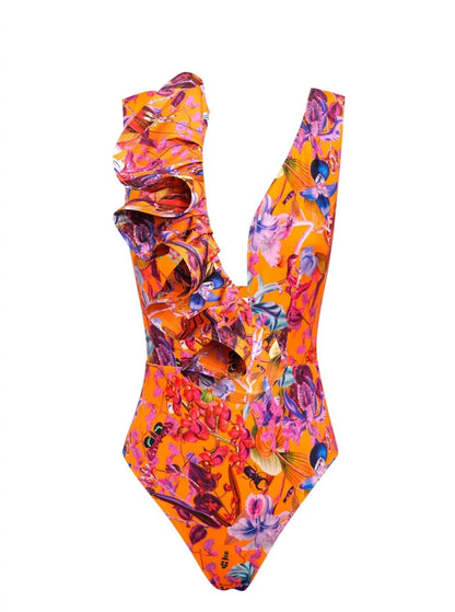Lia Sahara - Women's Plunge One Piece Swimsuit - Rack Hunt