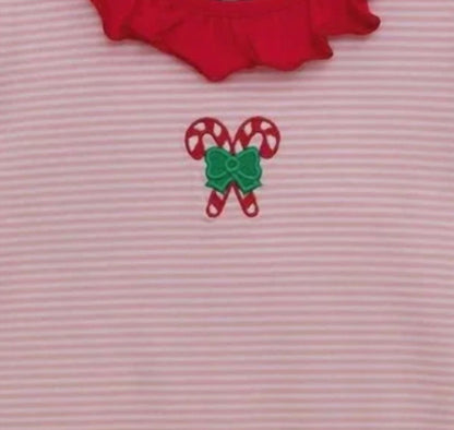 Girl's Candy Cane Ruffle Romper
