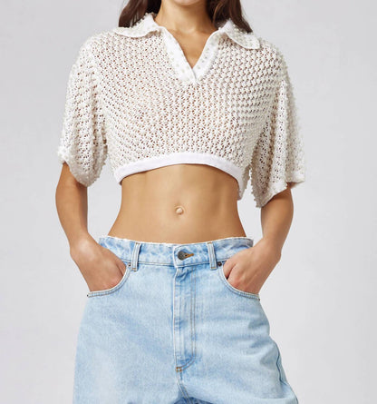 Pearl Crop Knit Top