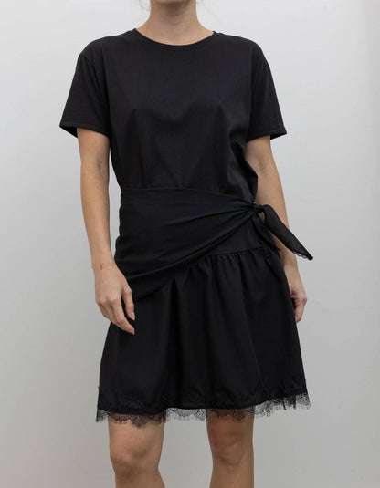 Lace Hem Wrap Mini Dress