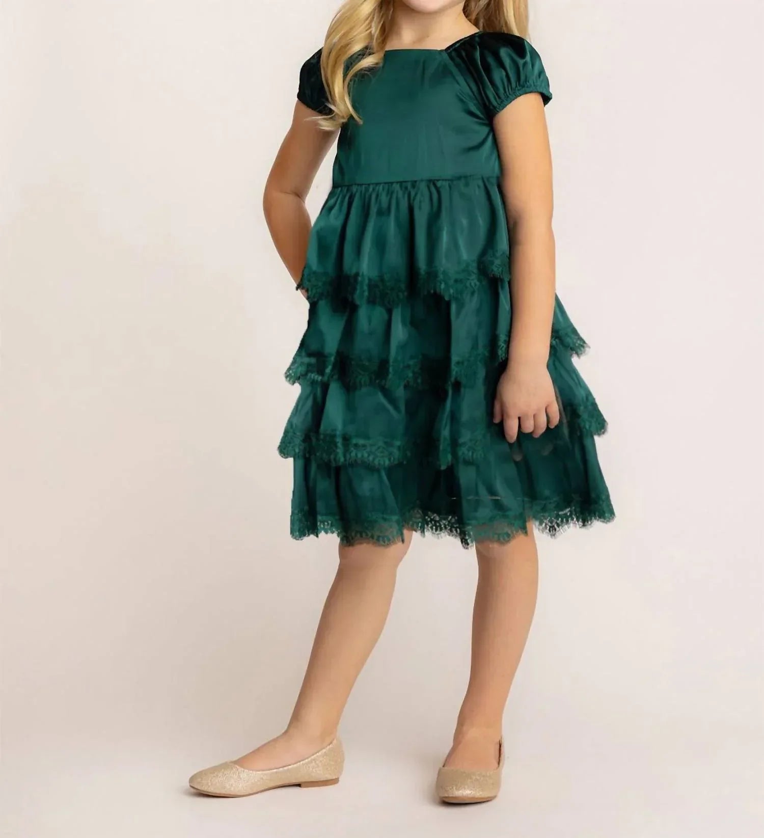 Isobella & Chloe - Girl's Cap Sleeve Lace Tiered Dress - Rack Hunt
