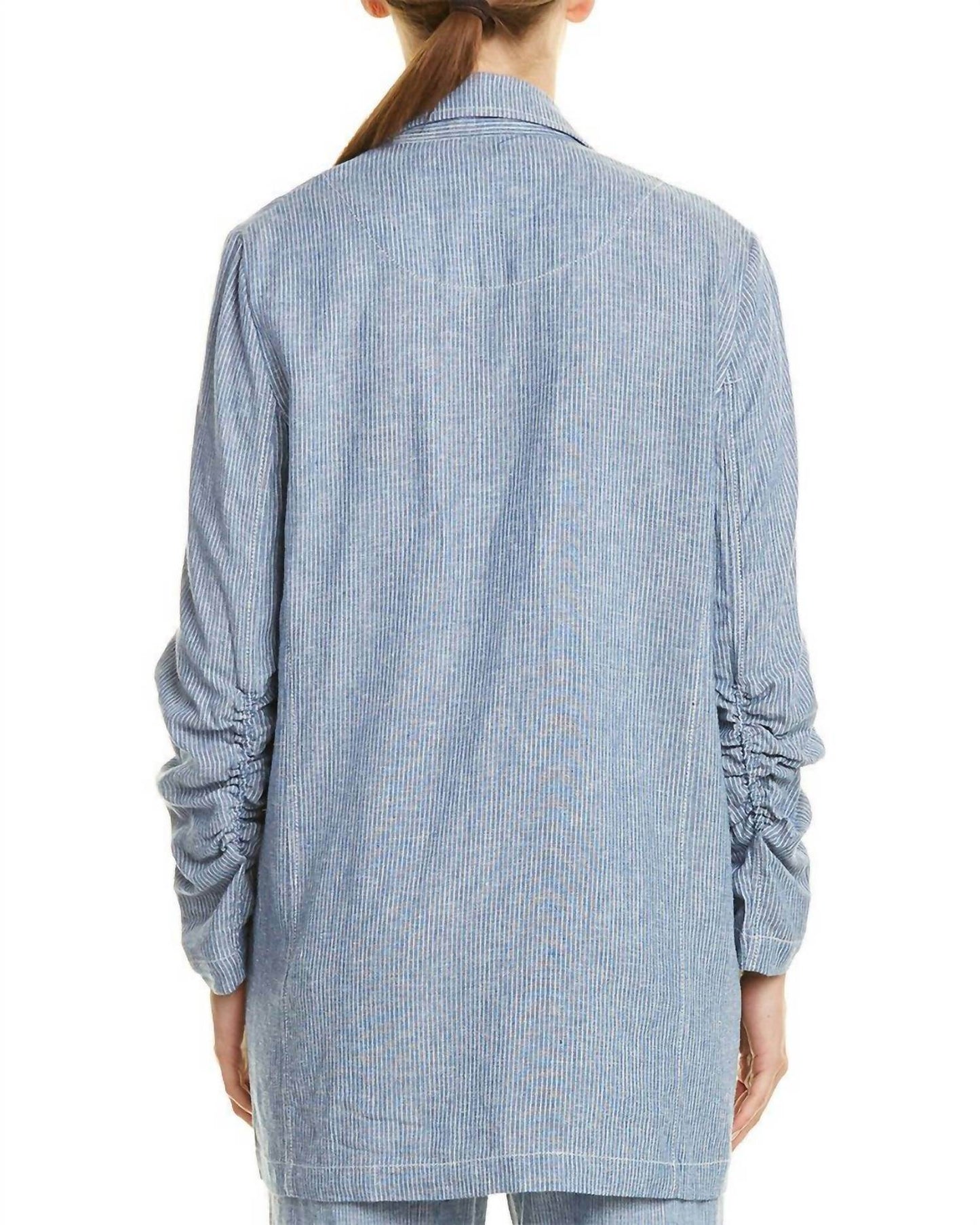 Max Studio - Striped Linen Blend One-Button Blazer - Rack Hunt -