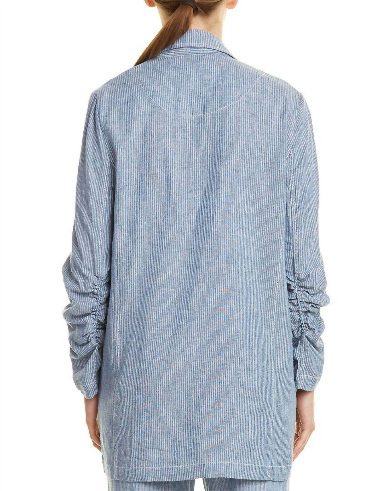 Max Studio - Striped Linen Blend One-Button Blazer - Rack Hunt -