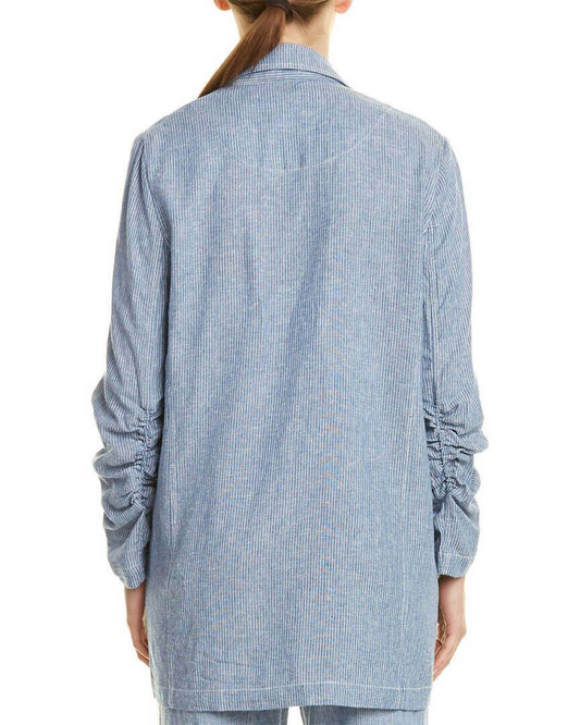 Max Studio - Striped Linen Blend One-Button Blazer - Rack Hunt -