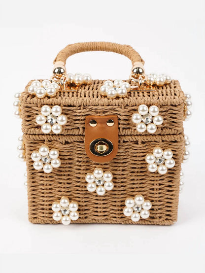 Women's Wicker Bucket Flower Bag