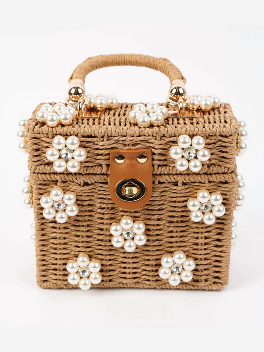 Women's Wicker Bucket Flower Bag