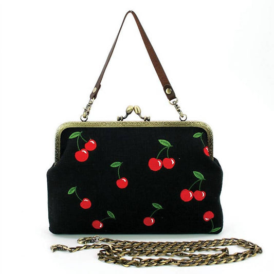 Women's Cherry Kisslock Bag