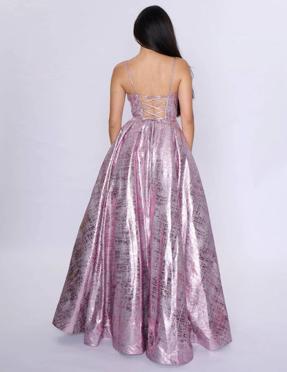 Metallic Ball Gown Prom Dress