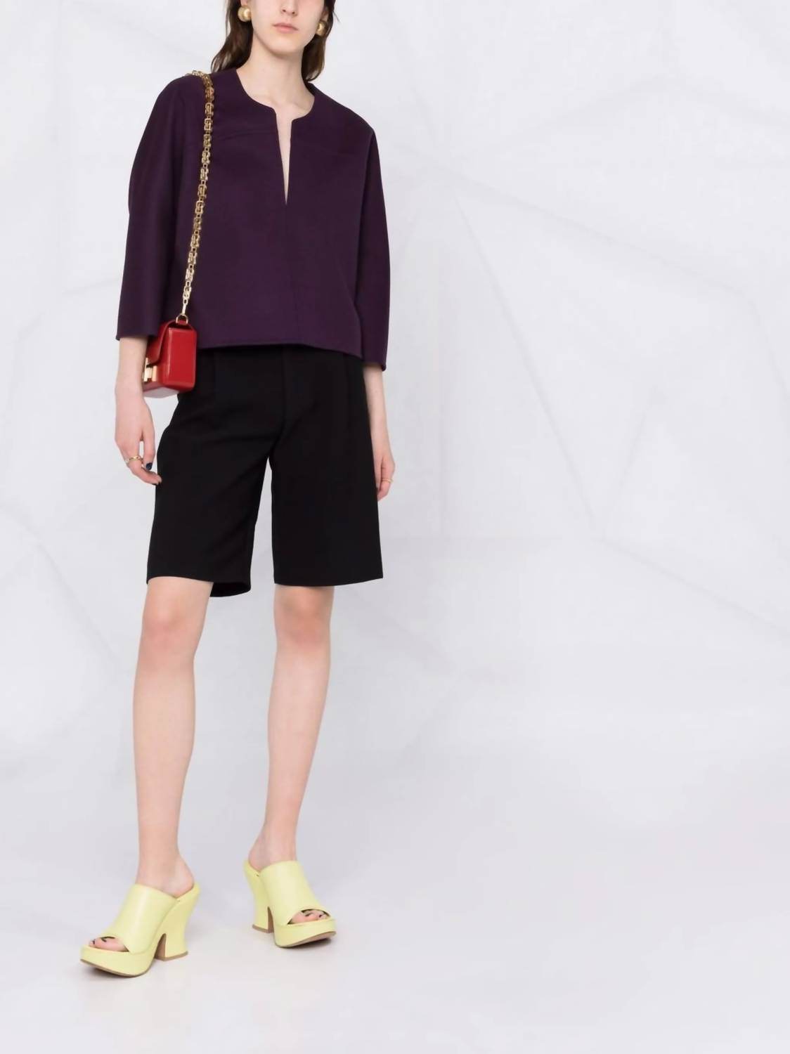 Valentino - V-neck Cropped Sleeve Knitted Top - Rack Hunt