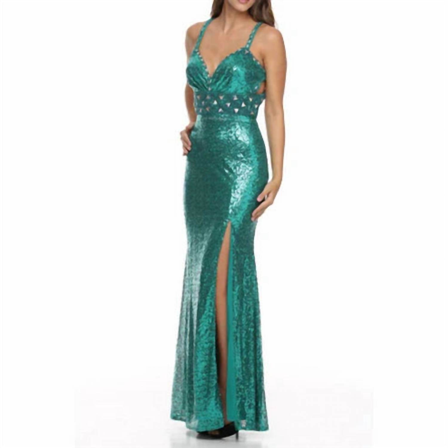 Juliet - Beaded Waist Sequin Evening Dress (plus) - Rack Hunt -