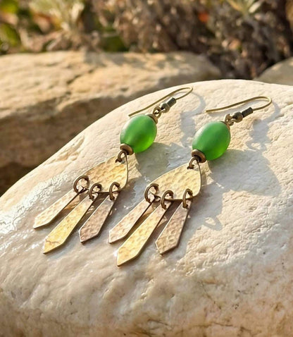 Women's Hammered Brass Dangle Earrings