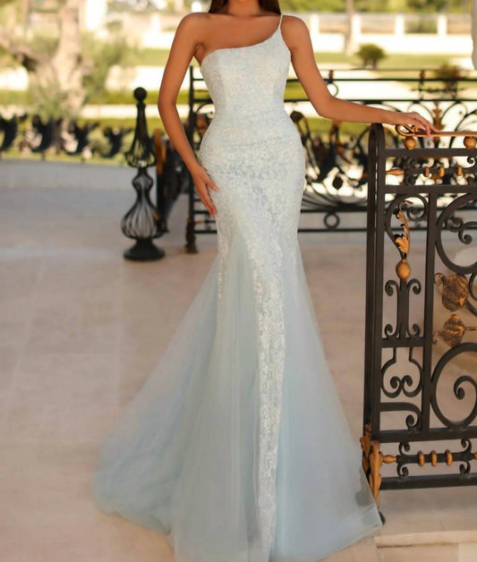 One Shoulder Lace Prom Gown